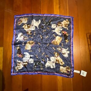 Elaine Gold Vintage Deadstock ‘Best Friend’ Dog 100% Silk Scarf NWT